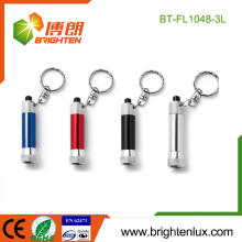 Hot Sale LR41 bouton Cell Powered Metal led Porte-clés promotionnel 3-led éclairage en aluminium